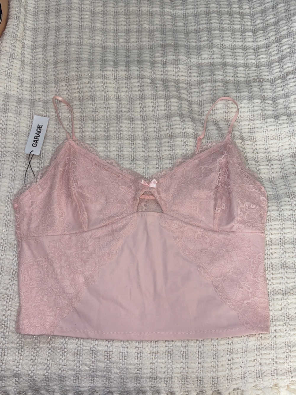 Garage Blush Pink Lace-Trim Cami Bralette